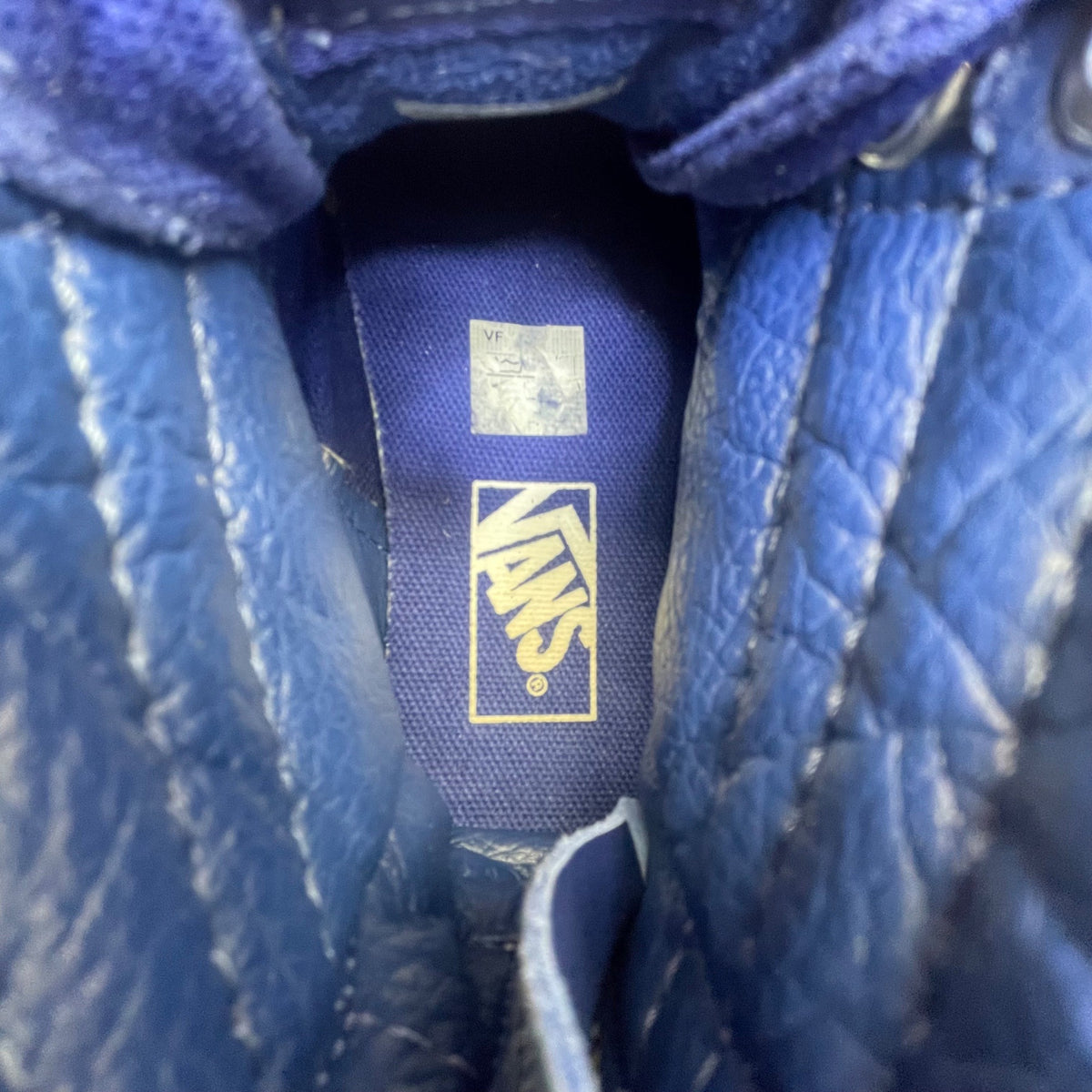 Vans Kids Blue Canvas Checkerboard Laces High-Top Skate Shoes Sneakers Size 13