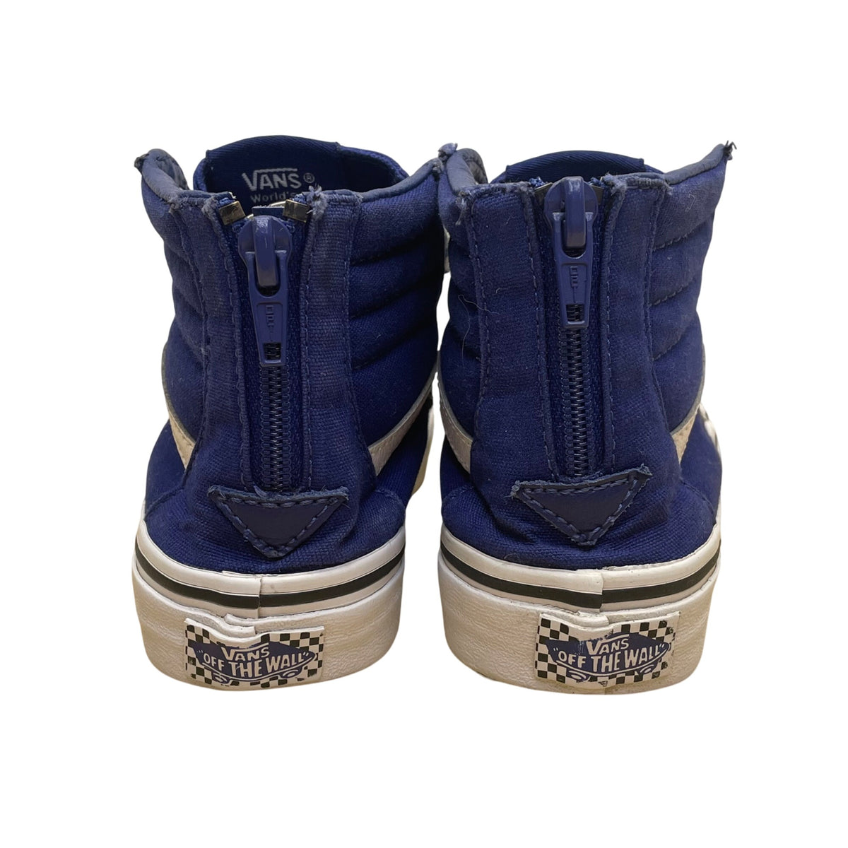 Vans Kids Blue Canvas Checkerboard Laces High-Top Skate Shoes Sneakers Size 13
