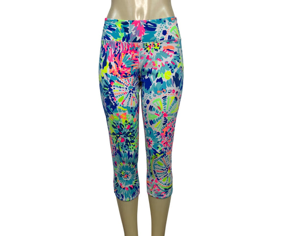 Lilly Pulitzer Luxletic Womens Multicolor Floral Capri Leggings Size XL