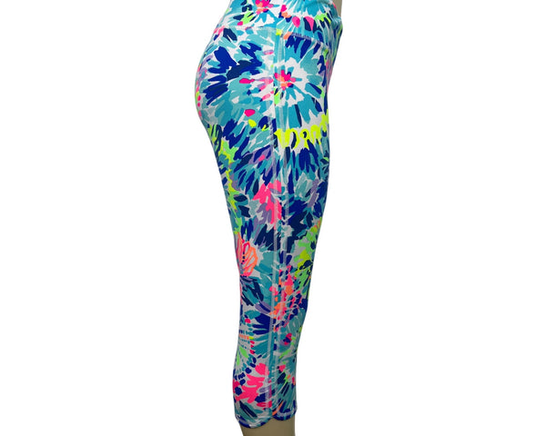 Lilly Pulitzer Luxletic Womens Multicolor Floral Capri Leggings Size XL