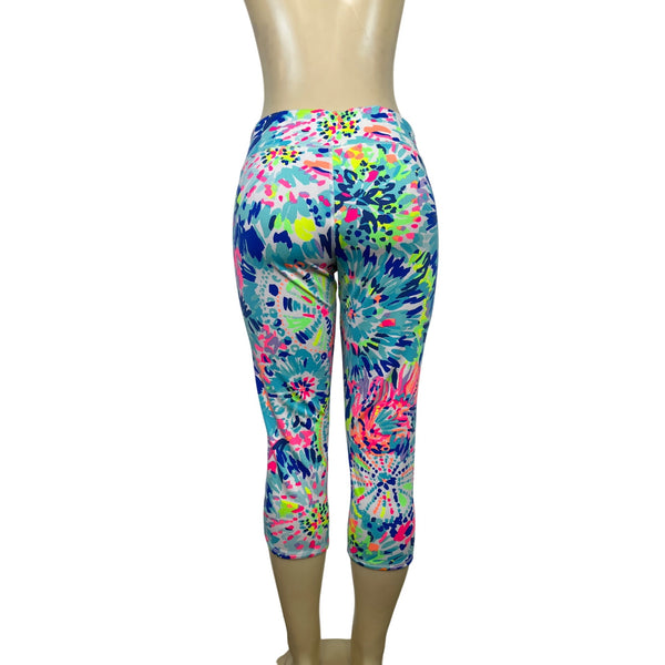 Lilly Pulitzer Luxletic Womens Multicolor Floral Capri Leggings Size XL