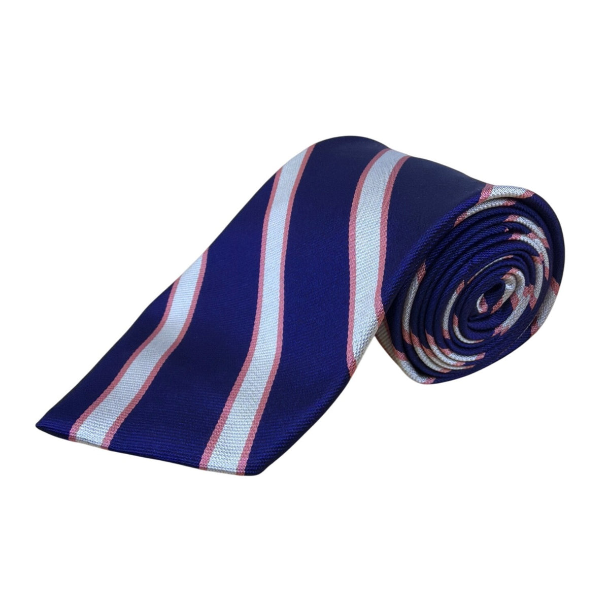 Vintage Brooks Brothers Blue Silk Striped Neck Tie Classic Pink Diagonal Pattern