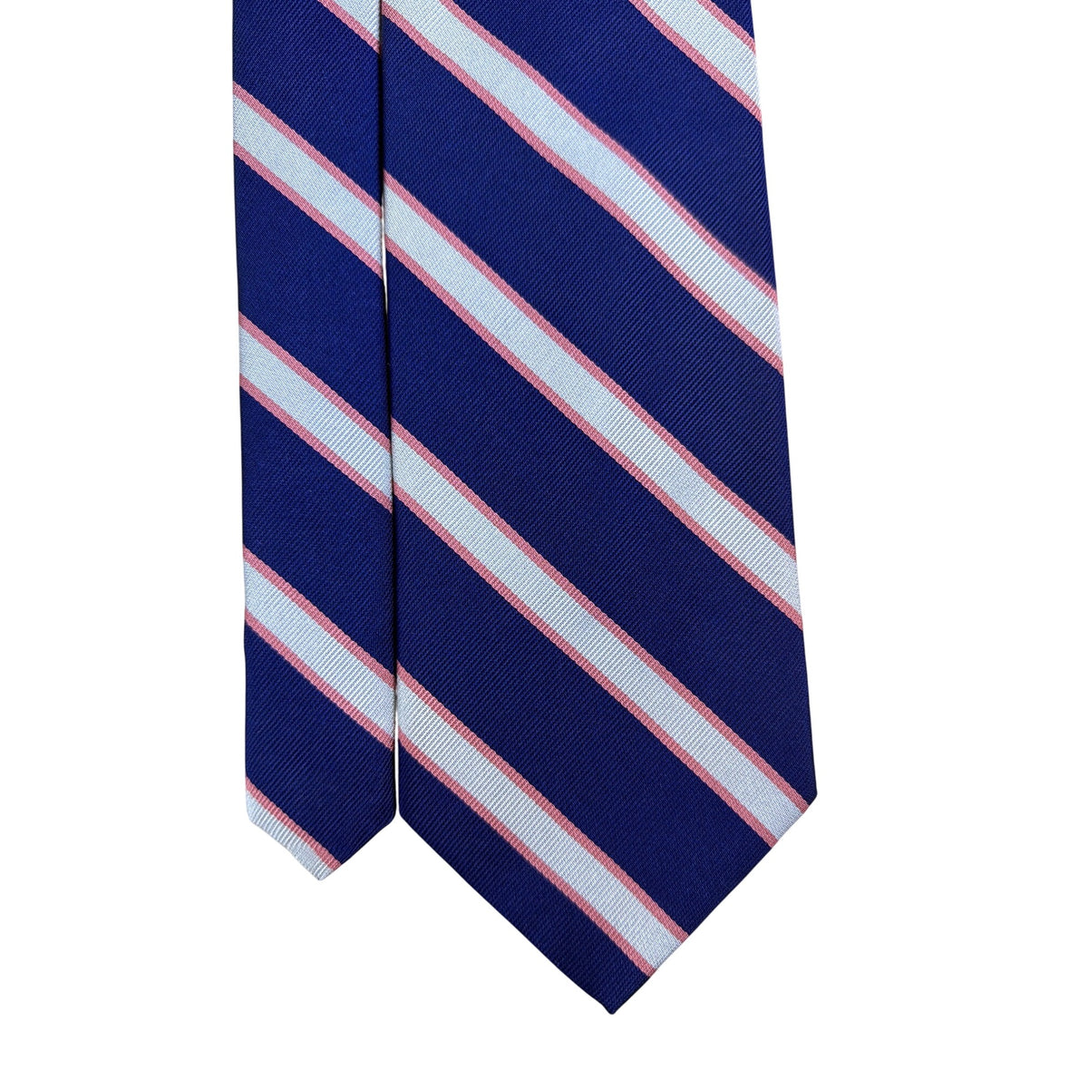 Vintage Brooks Brothers Blue Silk Striped Neck Tie Classic Pink Diagonal Pattern