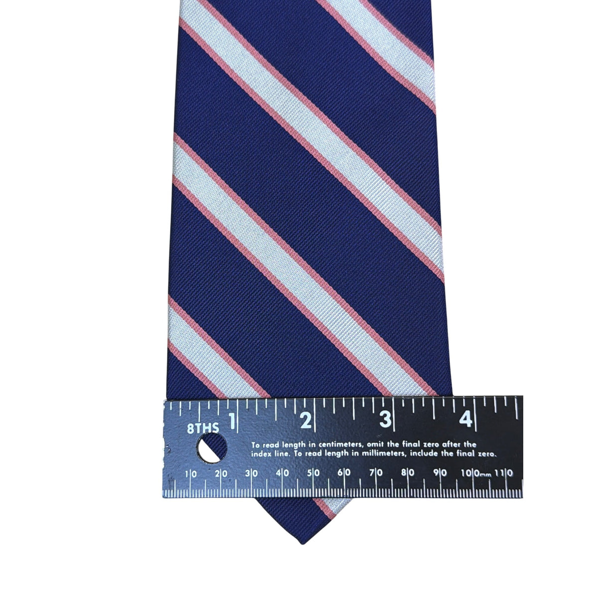 Vintage Brooks Brothers Blue Silk Striped Neck Tie Classic Pink Diagonal Pattern