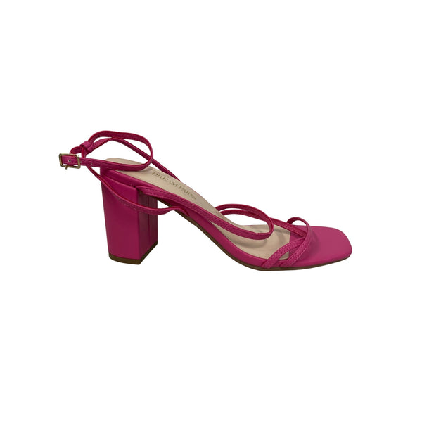 Dream Pairs Womens Pink Faux Leather Strappy Block High Heels Size 7.5 Elegance