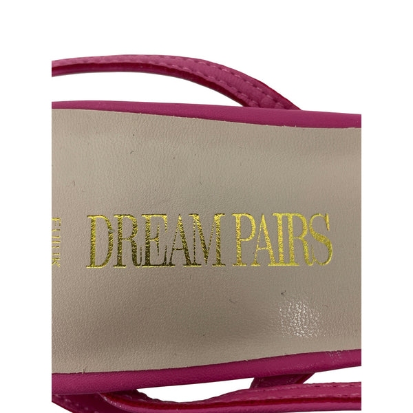 Dream Pairs Womens Pink Faux Leather Strappy Block High Heels Size 7.5 Elegance