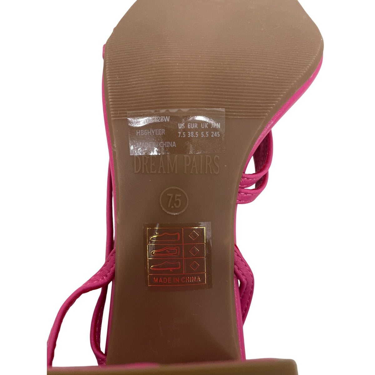 Dream Pairs Womens Pink Faux Leather Strappy Block High Heels Size 7.5 Elegance