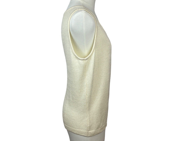St. John Women's White Wool Sleeveless Tank Top Sz M - NWT