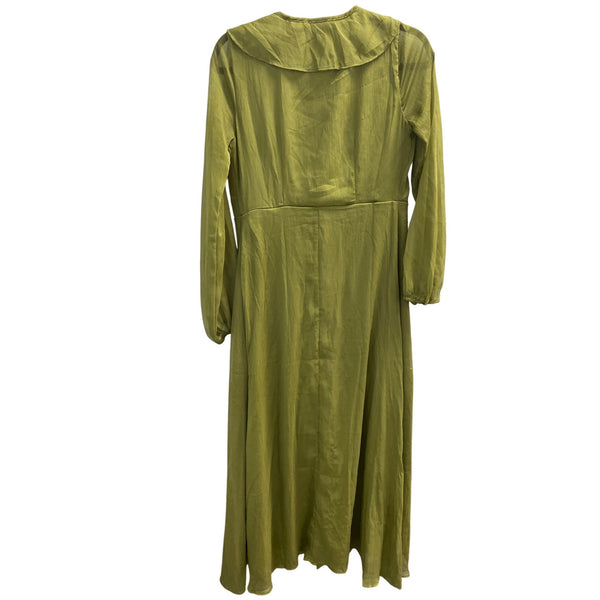 Fashion Nova Womens Green Ruffle Midi Dress Long Sleeve