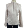 G.I.L.I. Womens Pink  Leather Moto Jacket W/ Quilted Shoulder Accents Sz 8