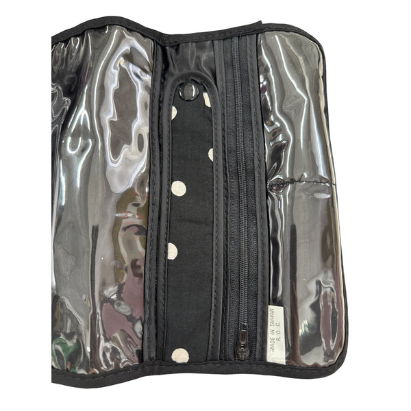 Polka Dot Black Travel Jewelry Case Roll-Up Nylon & PVC Organizer