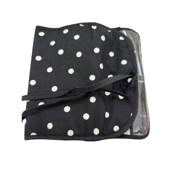 Polka Dot Black Travel Jewelry Case Roll-Up Nylon & PVC Organizer