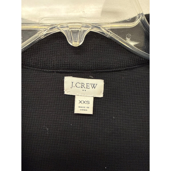 J.Crew Womens Black Cotton Blazer XXS Button-Front Waffle Knit Tailored Jacket