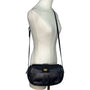 Jones New York Black Leather Gold Logo Accent Snap Closure Crossbody Bag Sz M