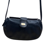 Jones New York Black Leather Gold Logo Accent Snap Closure Crossbody Bag Sz M