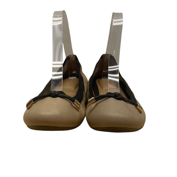 Kelly & Katie Women’s Beige & Black Leather Bow Detail Ballet Flats Size 8M