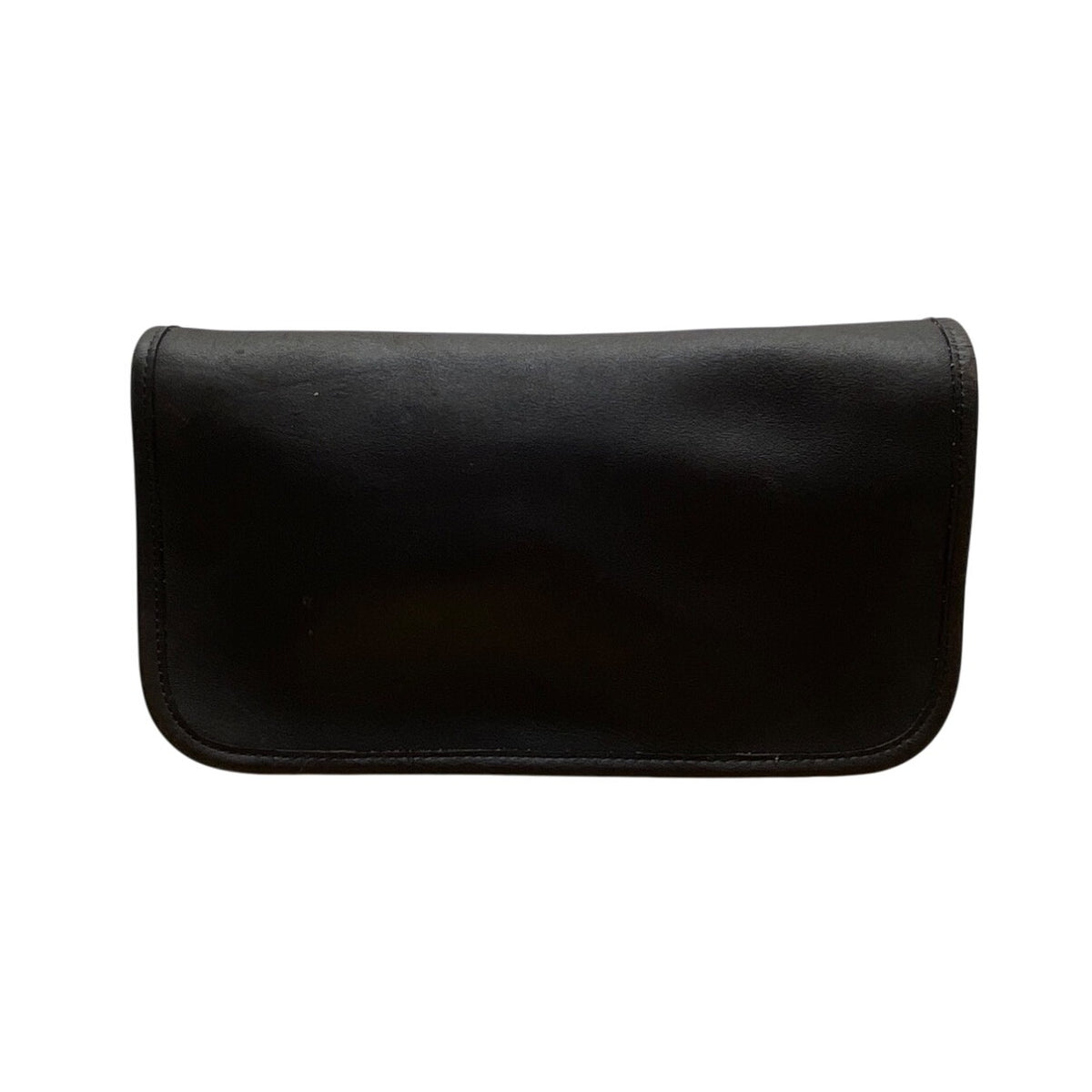 Vintage Coach Original NYC Dark Brown Leather Zip Pocket Kiss Lock pouch Clutch