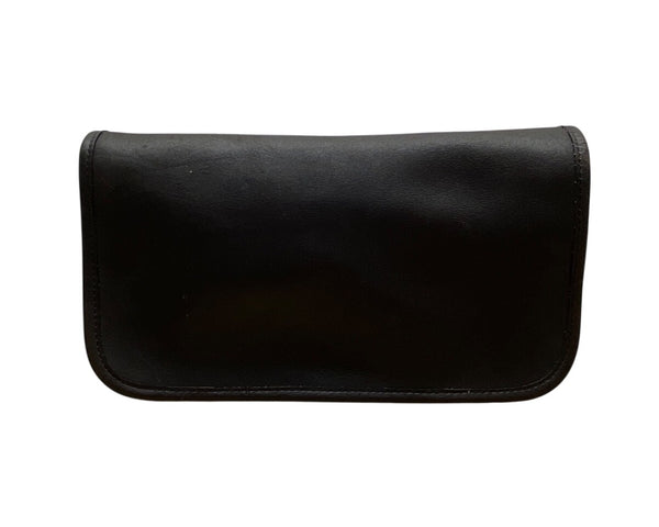 Vintage Coach Original NYC Dark Brown Leather Zip Pocket Kiss Lock pouch Clutch