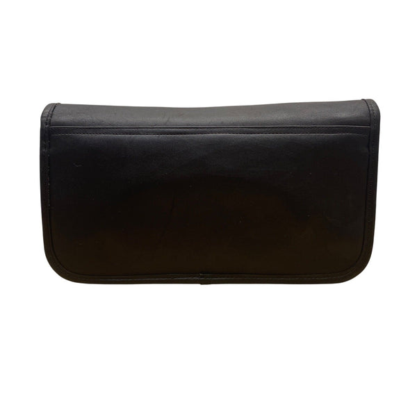 Vintage Coach Original NYC Dark Brown Leather Zip Pocket Kiss Lock pouch Clutch