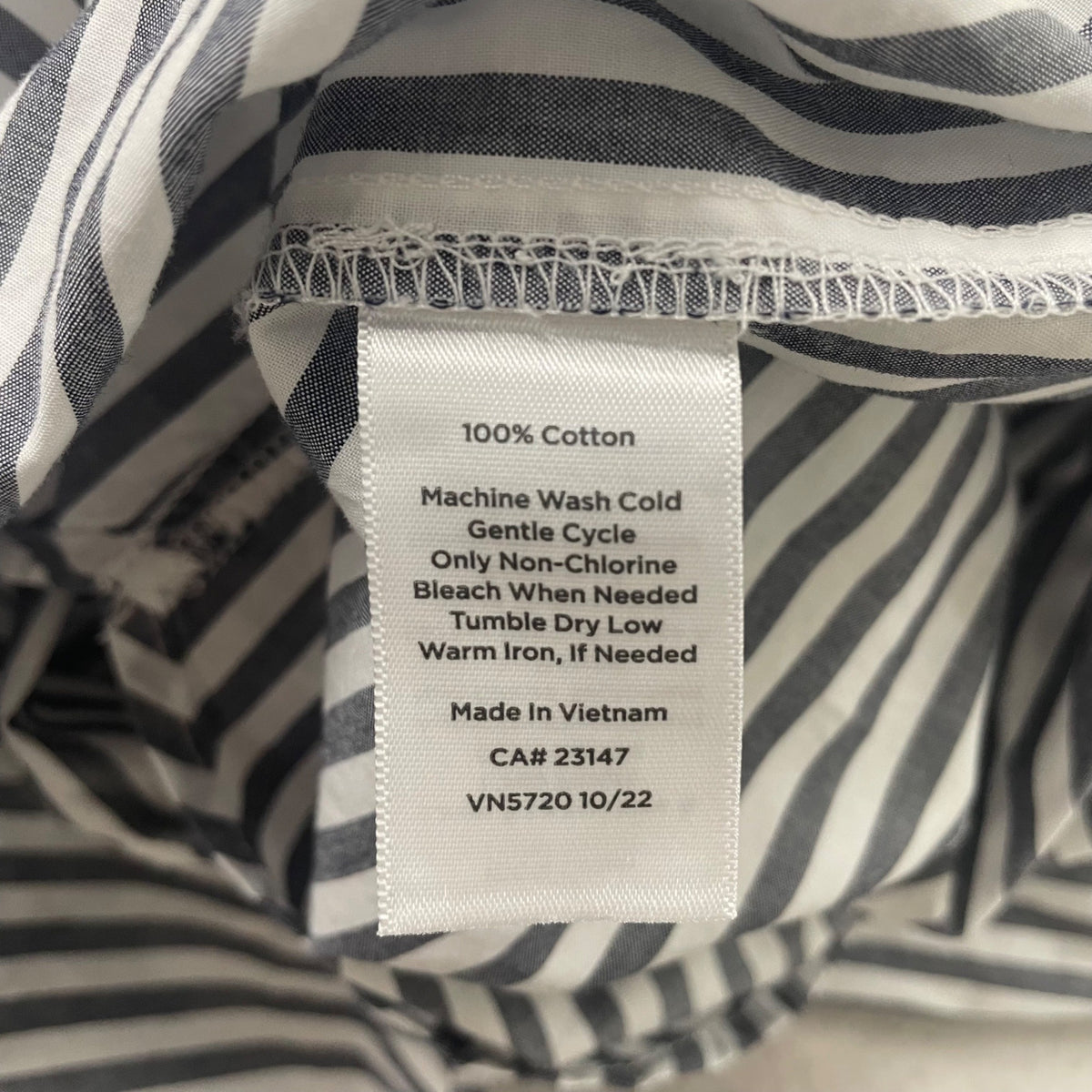 Talbots Womens Striped Cotton Top Petite  Button-Front Collar Size L