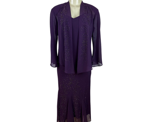 R&M Richard’s Women’s Purple Sleeveless Formal Dress With Matching Jacket Sz 8