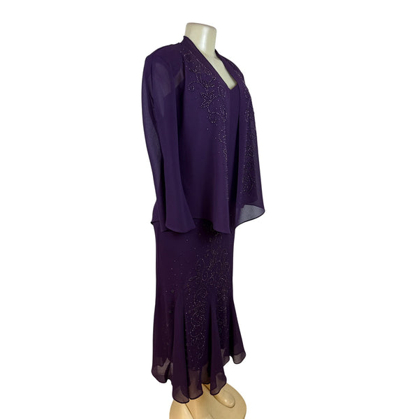 R&M Richard’s Women’s Purple Sleeveless Formal Dress With Matching Jacket Sz 8