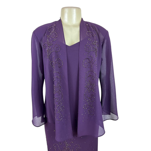 R&M Richard’s Women’s Purple Sleeveless Formal Dress With Matching Jacket Sz 8