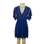 Blue Rain Women's Royal Blue Short Sleeve Blouson Dress With Embroidery Sz S