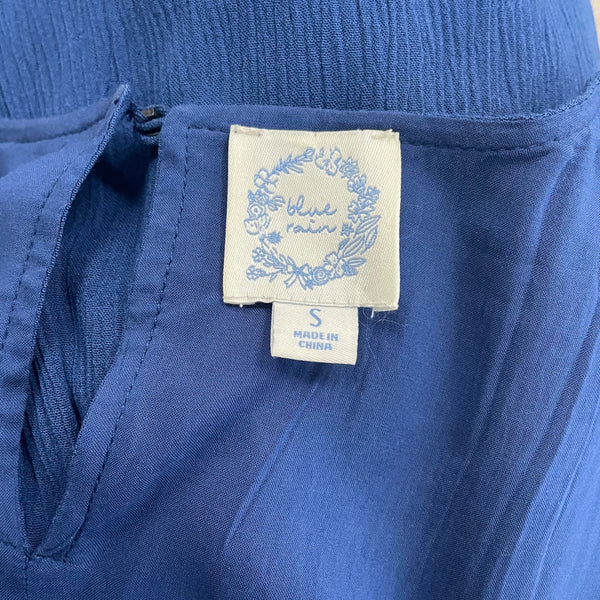 Blue Rain Women's Royal Blue Short Sleeve Blouson Dress With Embroidery Sz S