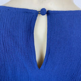 Blue Rain Women's Royal Blue Short Sleeve Blouson Dress With Embroidery Sz S
