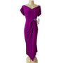 Alex Evenings Womens Fuchsia Evening Gown Size 18W With Embellished Waist & Draped Skirt