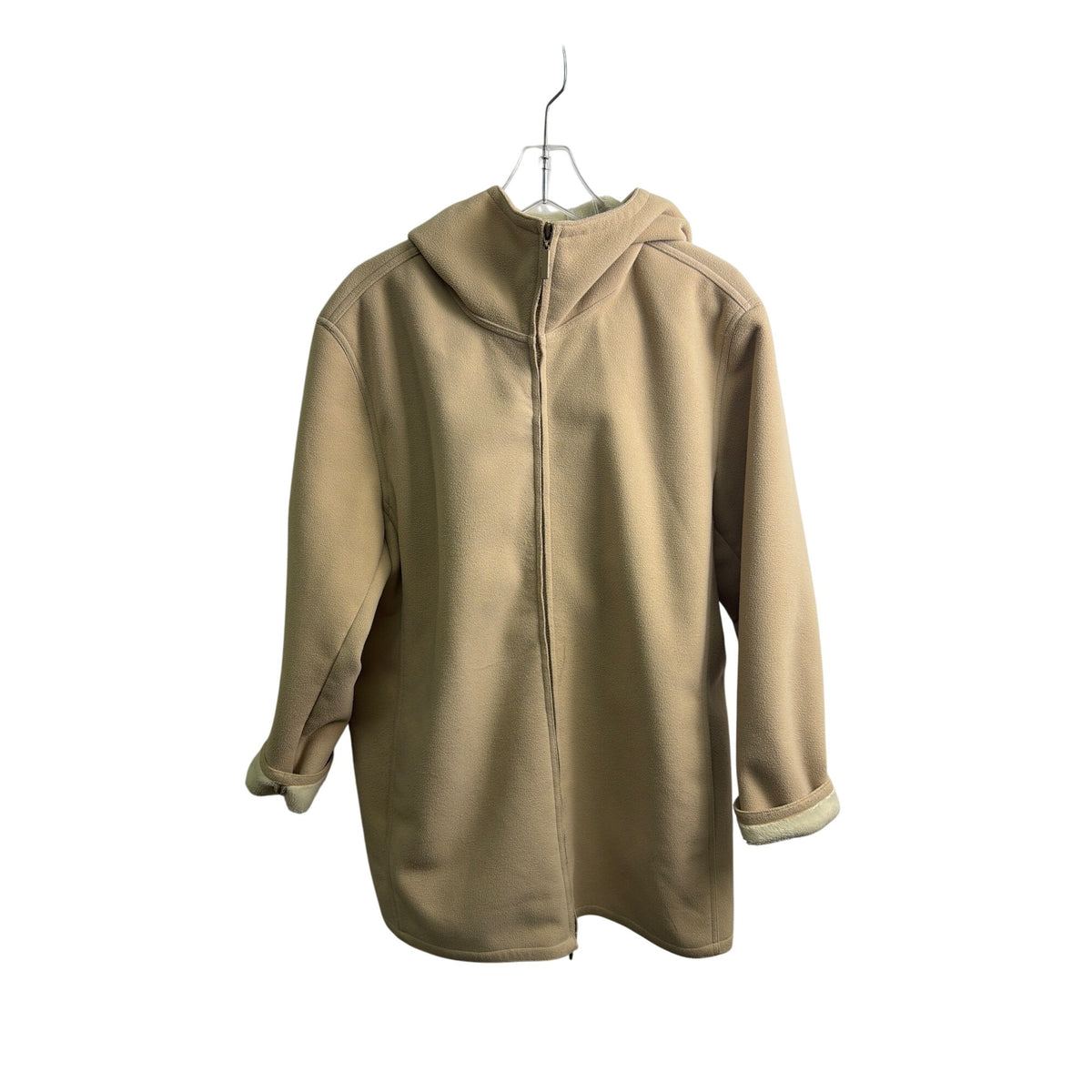 Van Heusen Mens Tan Polyester Hooded Fleece Zip Jacket XL Soft Warm Sherpa Lined Van Heusen Mens Tan Polyester Hooded Fleece Zip Jacket XL Soft Warm Sherpa Lined