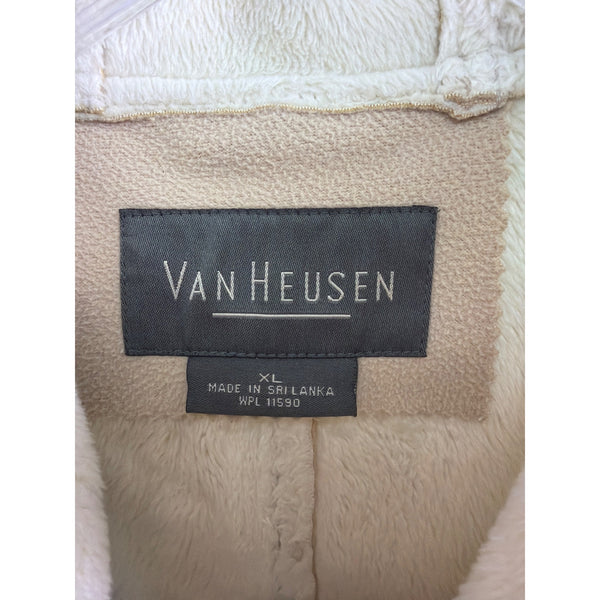 Van Heusen Mens Tan Polyester Hooded Fleece Zip Jacket XL Soft Warm Sherpa Lined Van Heusen Mens Tan Polyester Hooded Fleece Zip Jacket XL Soft Warm Sherpa Lined