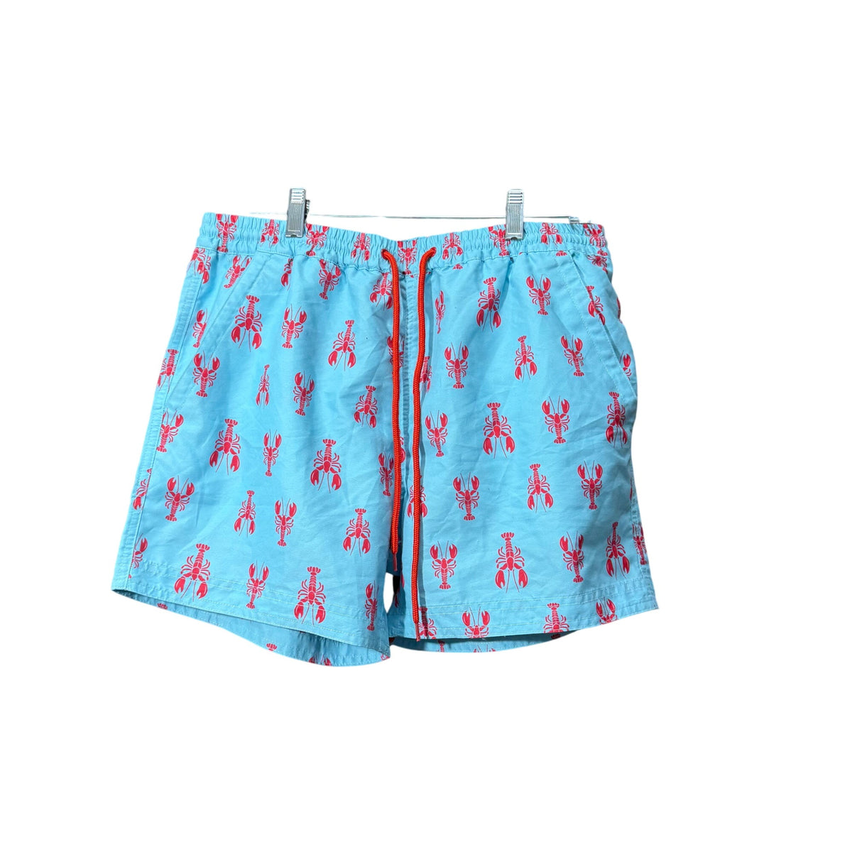 South Beach Mens Light Blue Lobster Print Swim Shorts Size M Polyester Lightweight