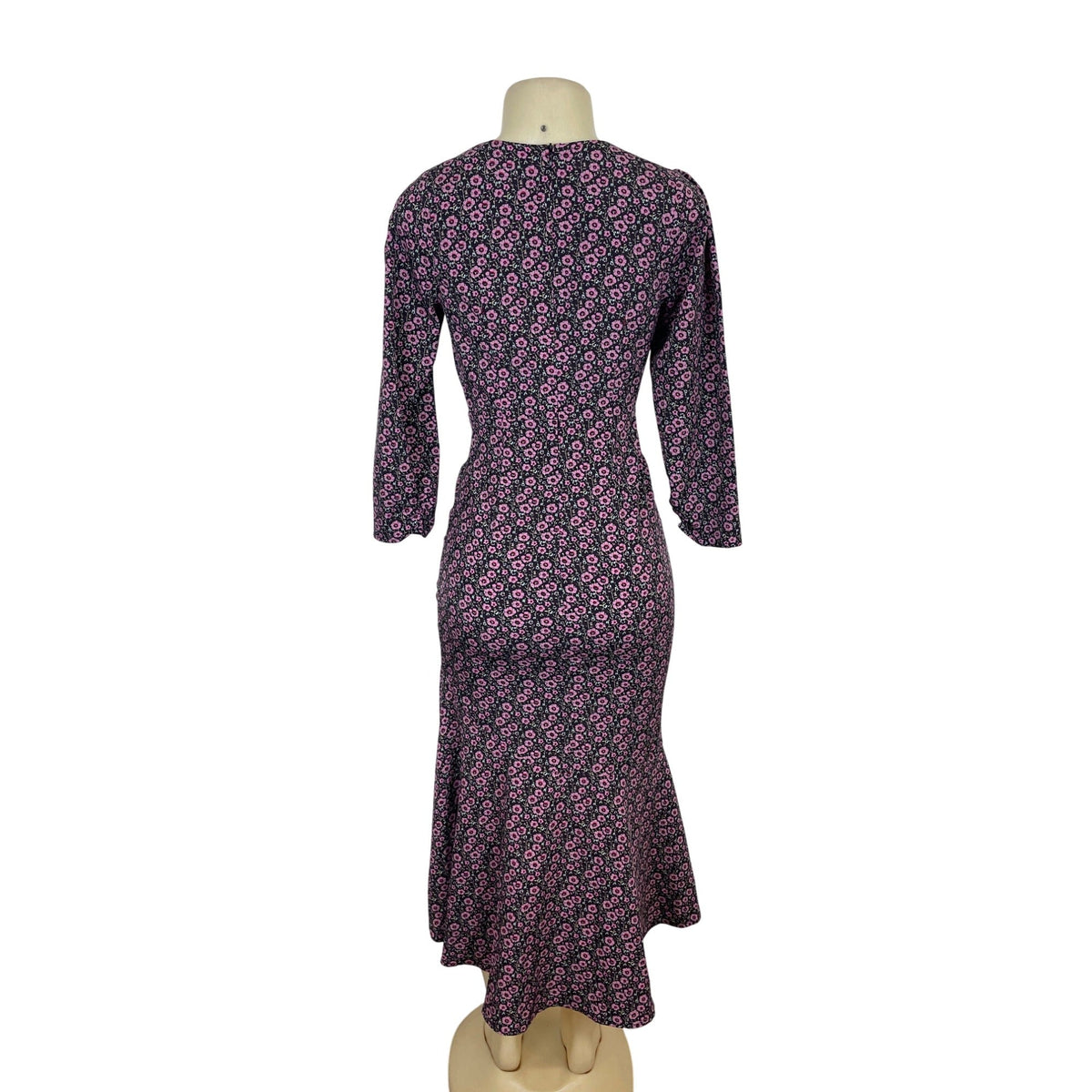 Lush Black Ditsy Floral Dress With Side Tie & Ruffled Hem Sz XS - New
