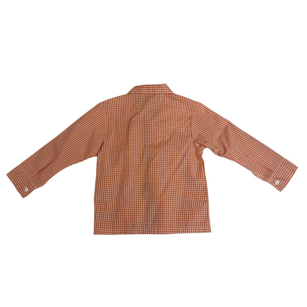 Izod Boys Orange Gingham Shirt & Striped Clip-On Tie Set Size 6