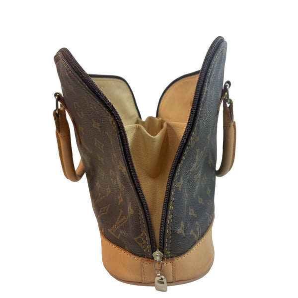 Louis Vuitton Monogram Canvas Alma PM Tote Brown Leather Gold-Tone Hardware Sz M