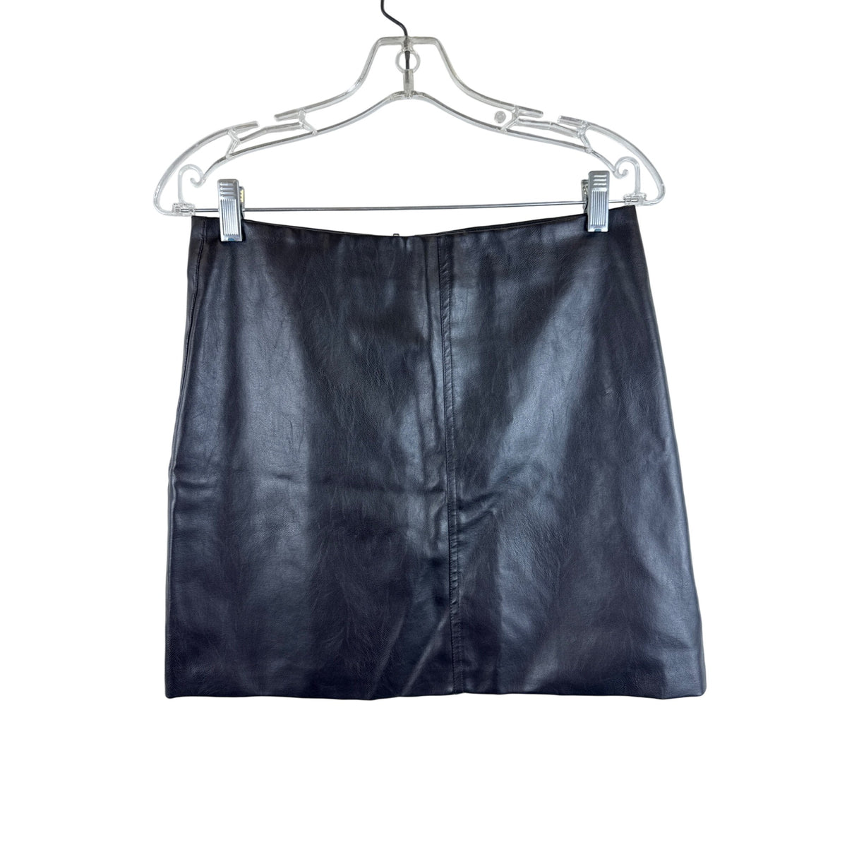Black Faux Leather Womens Skirt With Back Zipper Medium Size