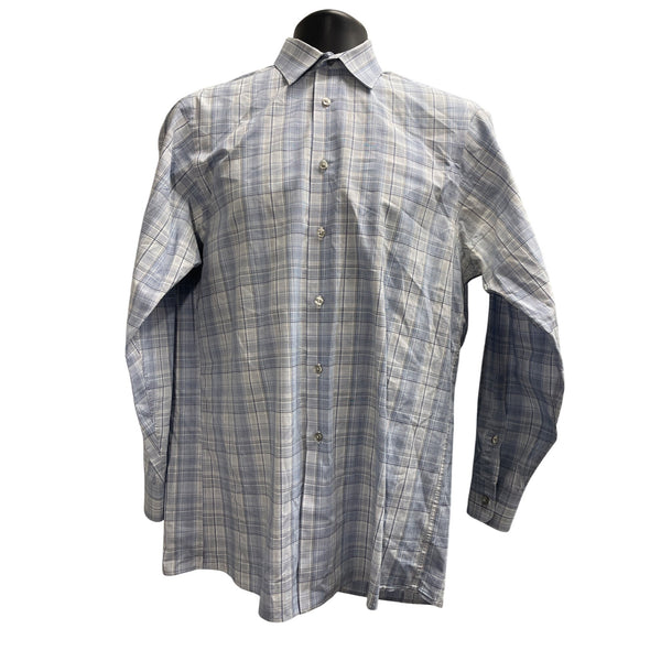 Calvin Klein Mens Blue Plaid Long Sleeve Button-Up Shirt Size 15 (32/33)