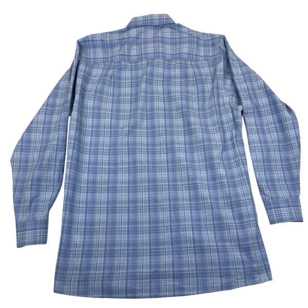Calvin Klein Mens Blue Plaid Long Sleeve Button-Up Shirt Size 15 (32/33)