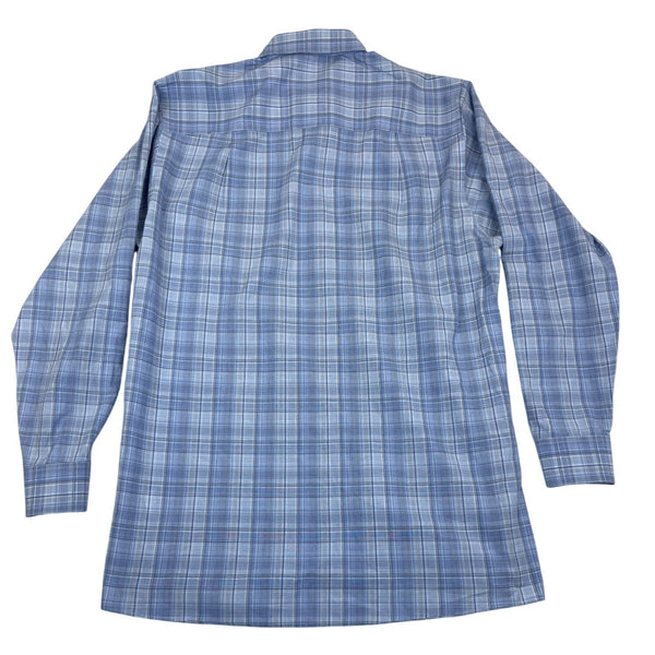 Calvin Klein Mens Blue Plaid Long Sleeve Button-Up Shirt Size 15 (32/33)