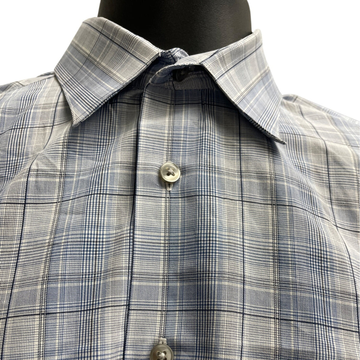 Calvin Klein Mens Blue Plaid Long Sleeve Button-Up Shirt Size 15 (32/33)