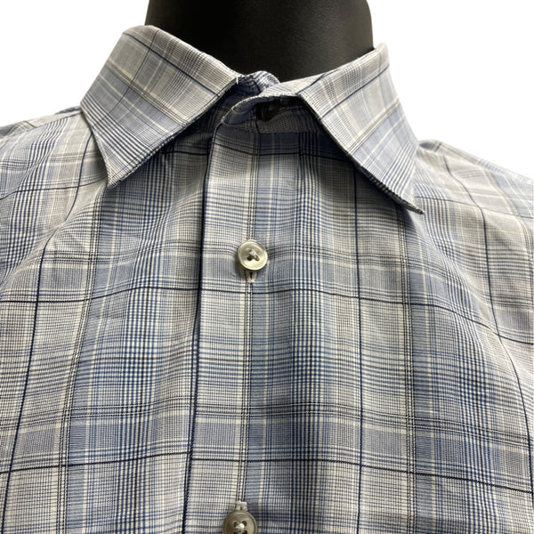 Calvin Klein Mens Blue Plaid Long Sleeve Button-Up Shirt Size 15 (32/33)