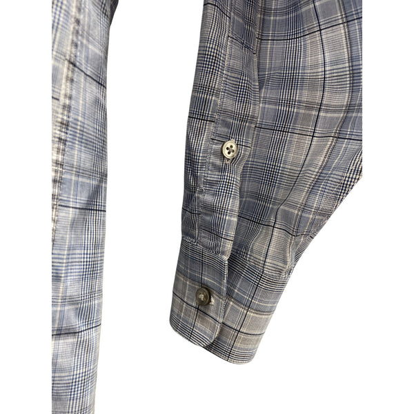 Calvin Klein Mens Blue Plaid Long Sleeve Button-Up Shirt Size 15 (32/33)
