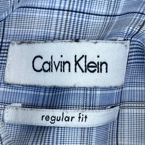 Calvin Klein Mens Blue Plaid Long Sleeve Button-Up Shirt Size 15 (32/33)