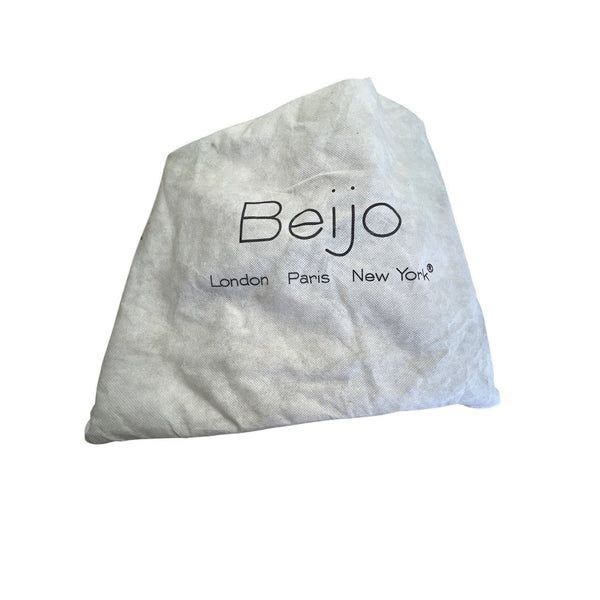 Beijo Classic Women’s Patent Gray With Black Straps & Silver Logo Tote Bag Sz L