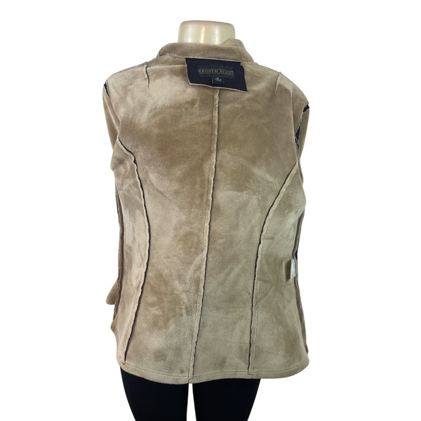 Kristen Blake Womens Black & Tan Button-Up Jacket Size M