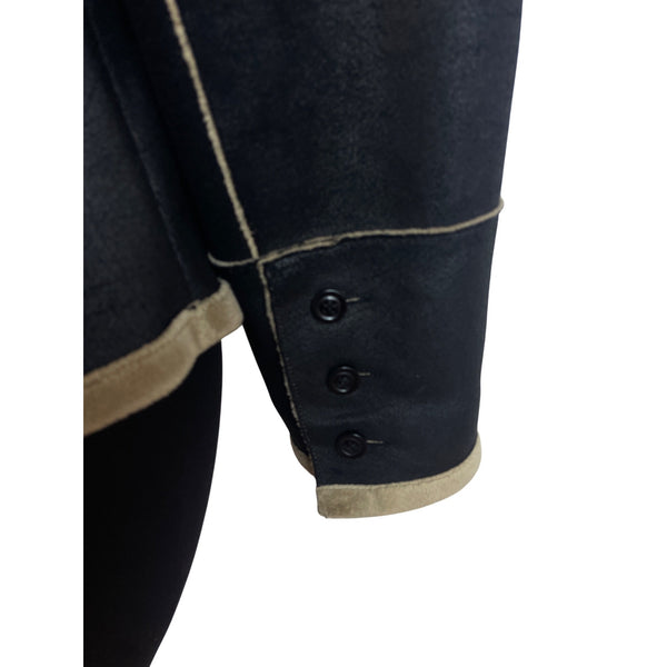 Kristen Blake Womens Black & Tan Button-Up Jacket Size M