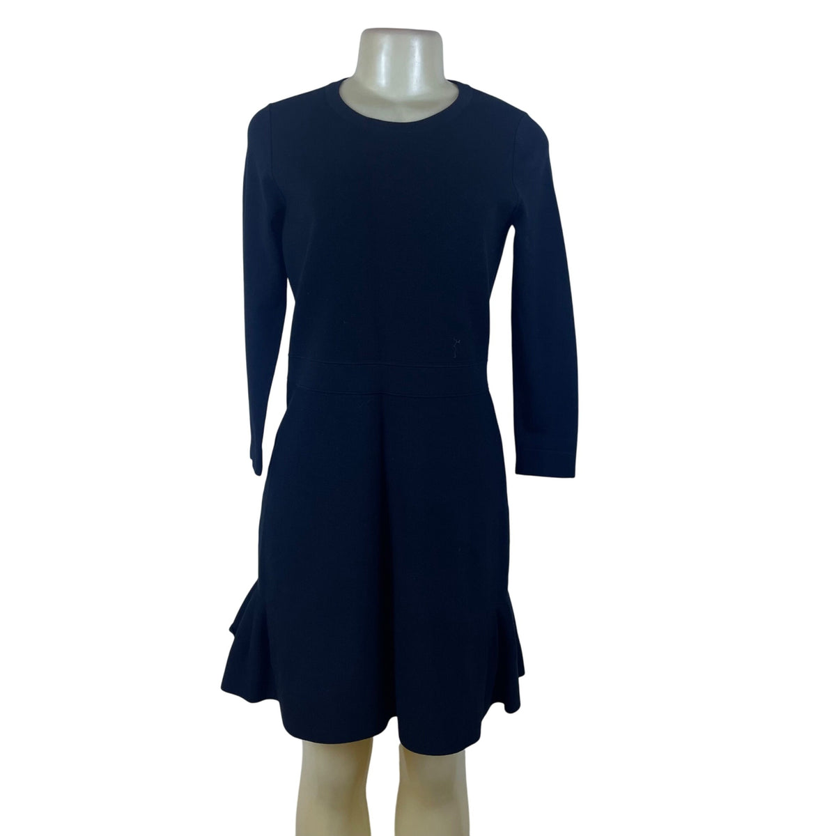 Ann Taylor Women's Black Long Sleeve A-Line Ruffle Hem Dress Size M