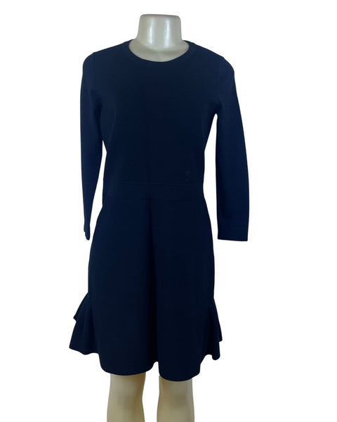 Ann Taylor Women's Black Long Sleeve A-Line Ruffle Hem Dress Size M